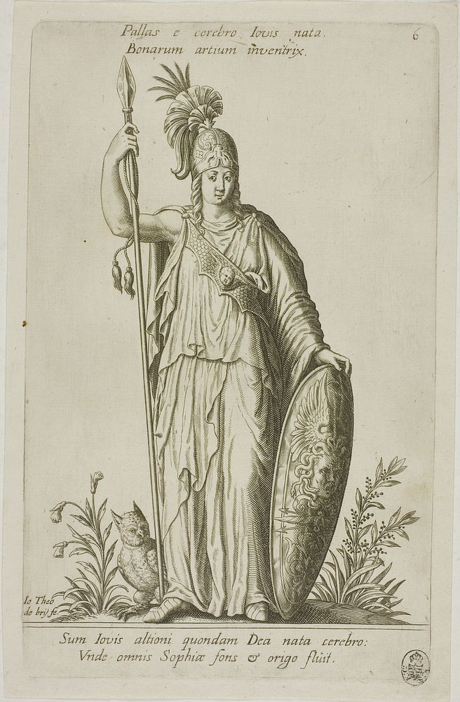 Pallas Athena, plate 6 from Parnassus Biceps by Johann Theodor de Bry