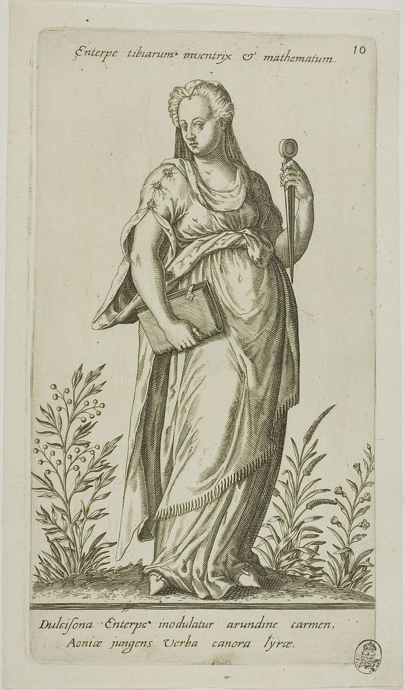 Enterpe, Muse of Music, plate 10 from Parnassus Biceps by Johann Theodor de Bry