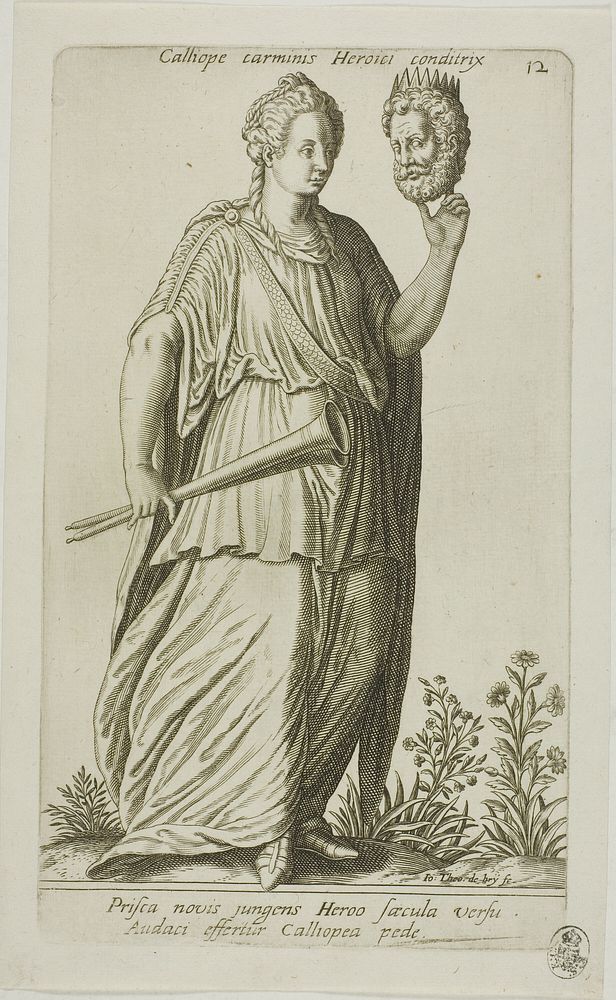 Calliope, Muse of Epic Poetry, plate 12 from Parnassus Biceps by Johann Theodor de Bry