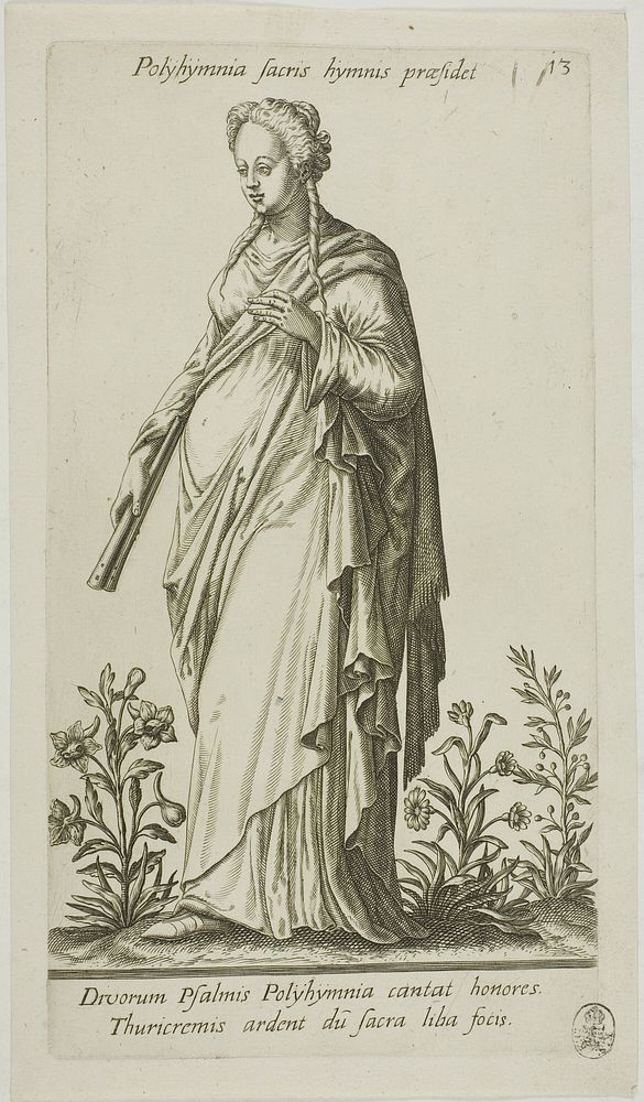 Polyhymnia, Muse of Hymns, plate 13 from Parnassus Biceps by Johann Theodor de Bry