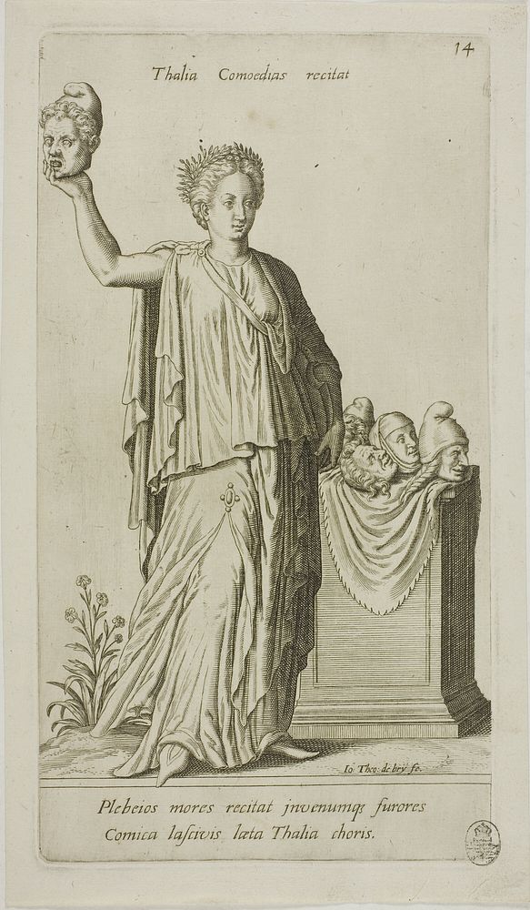 Thalia, Muse of Comedy, plate 14 from Parnassus Biceps by Johann Theodor de Bry