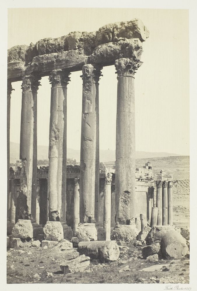 The Great Pillars and Smaller Temple, Baalbec by Francis Frith