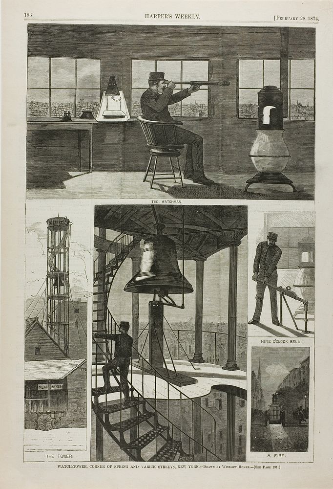 Watch-Tower, Corner of Spring and Varick Streets, New York by Winslow Homer