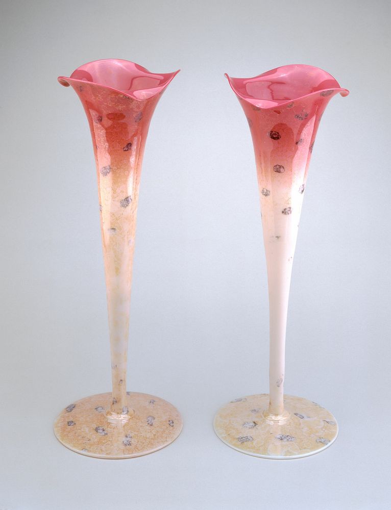 Pair of Agata Vases by New England Glass Company (Manufacturer)