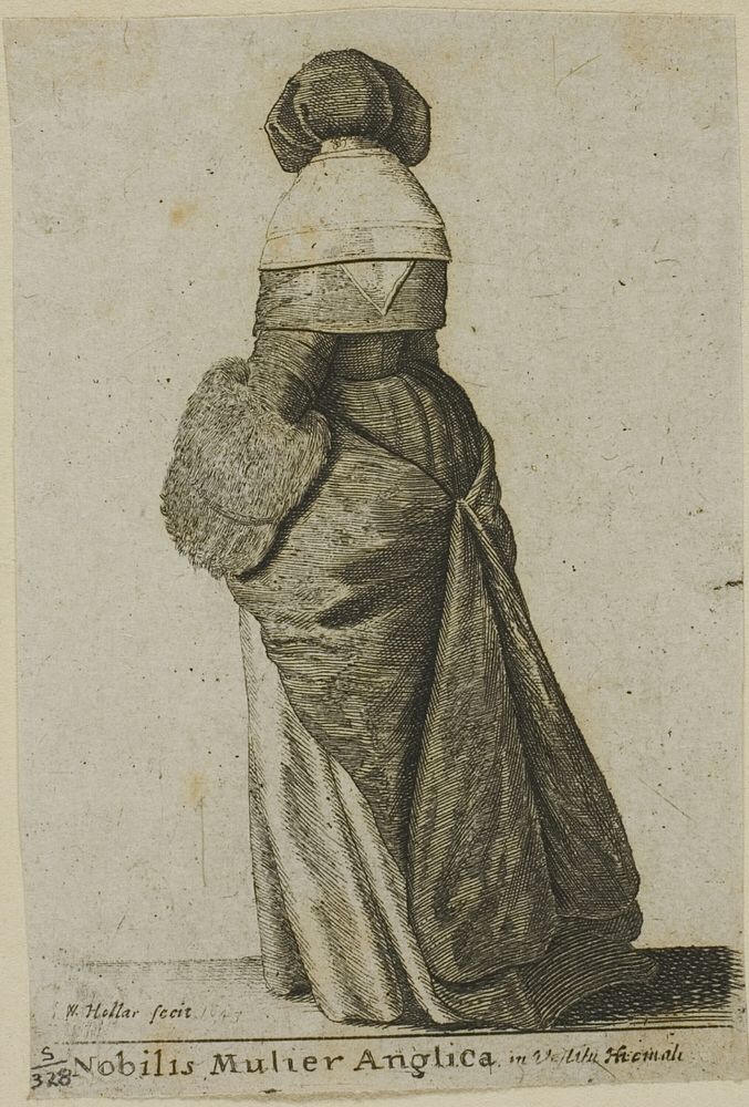 English Noblewoman in Winter Clothing by Wenceslaus Hollar