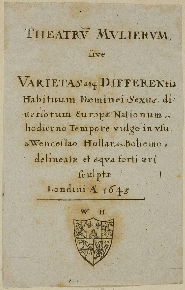 Title Page to Theatrum Mulierum by Wenceslaus Hollar