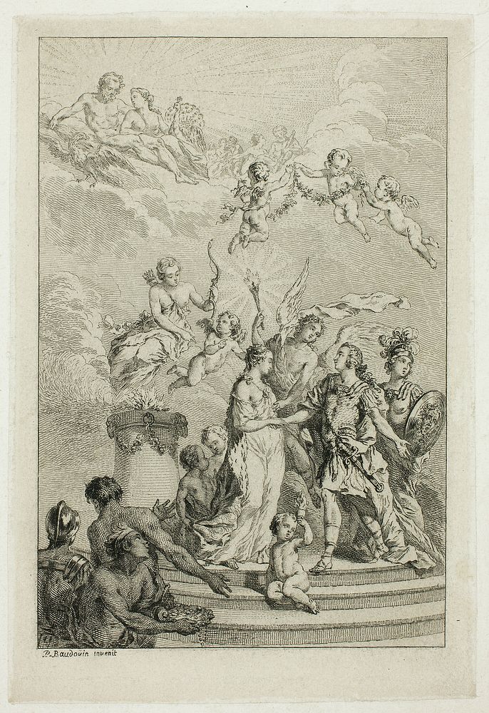Allegory of the Marriage of the Dauphin Louis to the Infanta Maria Theresa of Spain by Pierre-Antoine Baudouin