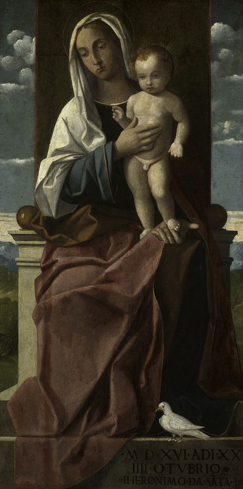 Virgin and Child Enthroned by Girolamo da Santacroce