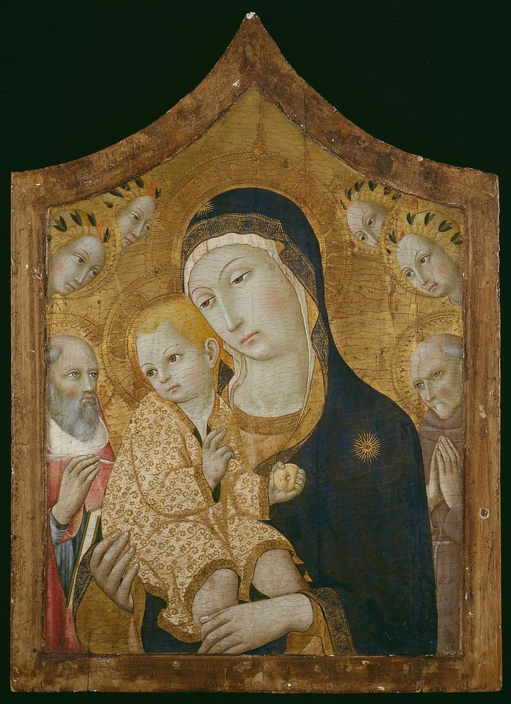 Virgin and Child with Saints Jerome, Bernardino of Siena, and Angels by Sano di Pietro