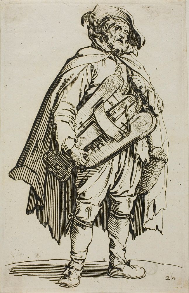 The Hurdy-Gurdy Player, plate two from The Beggars by Jacques Callot