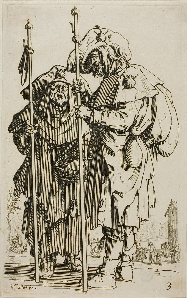 The Two Pilgrims, plate three from The Beggars by Jacques Callot