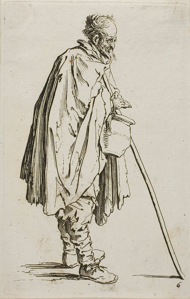 The Beggar with a Footwarmer, plate six from The Beggars by Jacques Callot