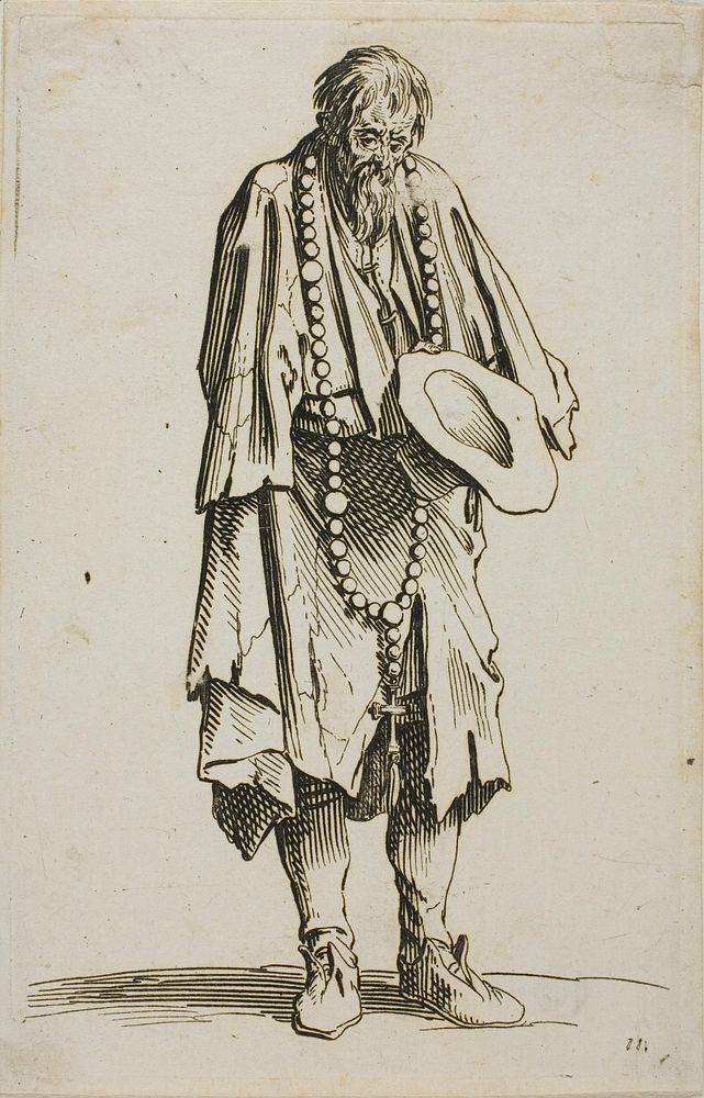 The Beggar with a Rosary, plate eleven from The Beggars by Jacques Callot