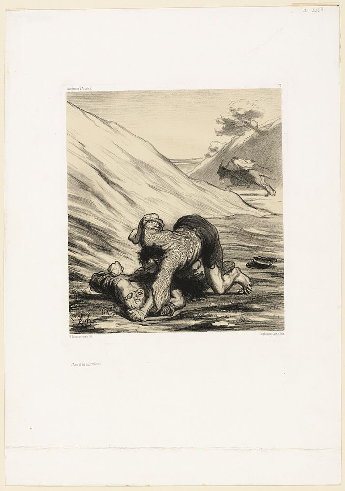 The Ass and Two Thieves, plate 75 from Souvenirs d’artistes by Honoré-Victorin Daumier
