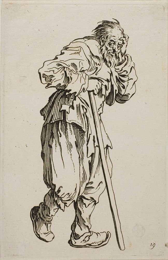 The Beggar on Crutches, plate sixteen from The Beggars by Jacques Callot