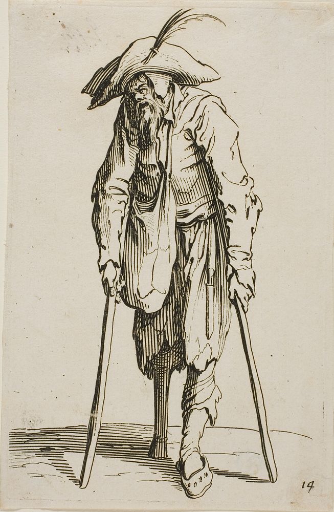 The Beggar with the Wooden Leg, plate fourteen from The Beggars by Jacques Callot