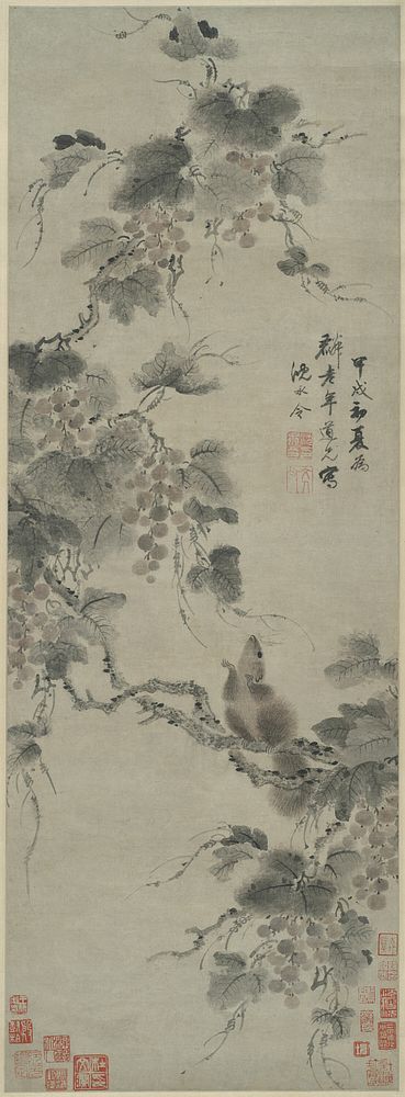 Squirrel and Grapes by Shen Yongling