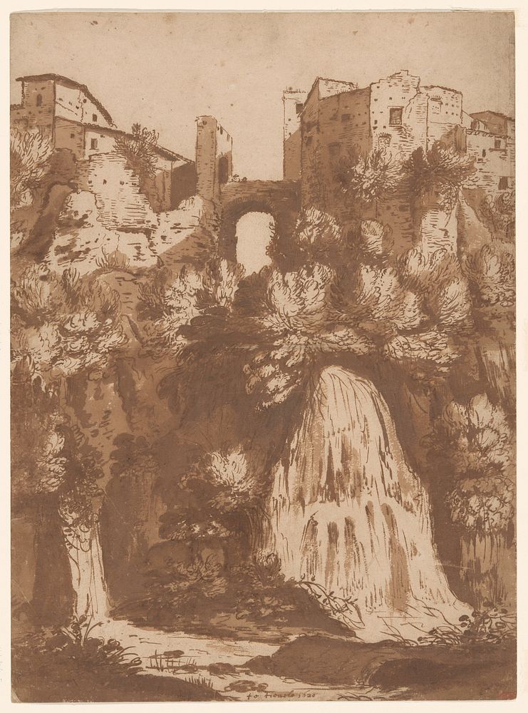 View of Tivoli with the Bridge Over the Anio Waterfall by Cornelis van Poelenburgh