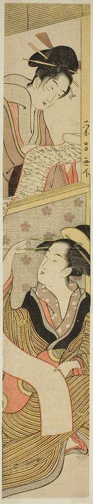 Two Beauties Reading a Letter by Chokosai Eisho