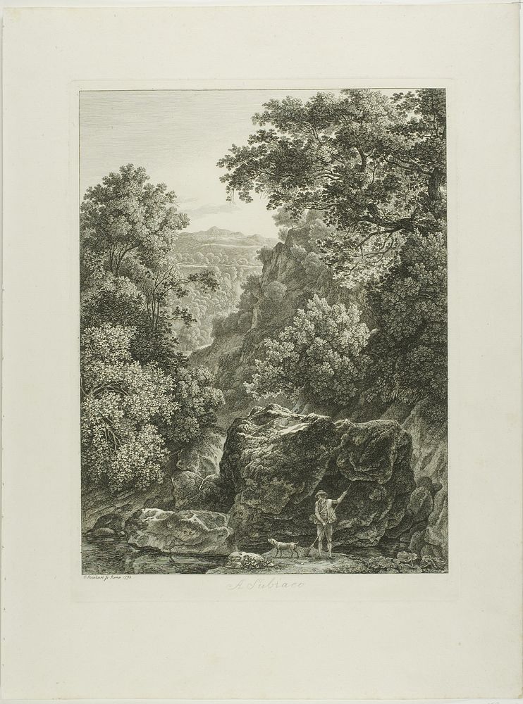 A Subiaco, from Malerisch Radierte Prospekte aus Italien by Johann Christian Reinhart