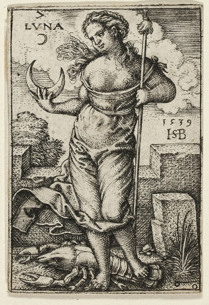 Moon, plate seven from The Seven Planets with the Zodiacs by Hans Sebald Beham