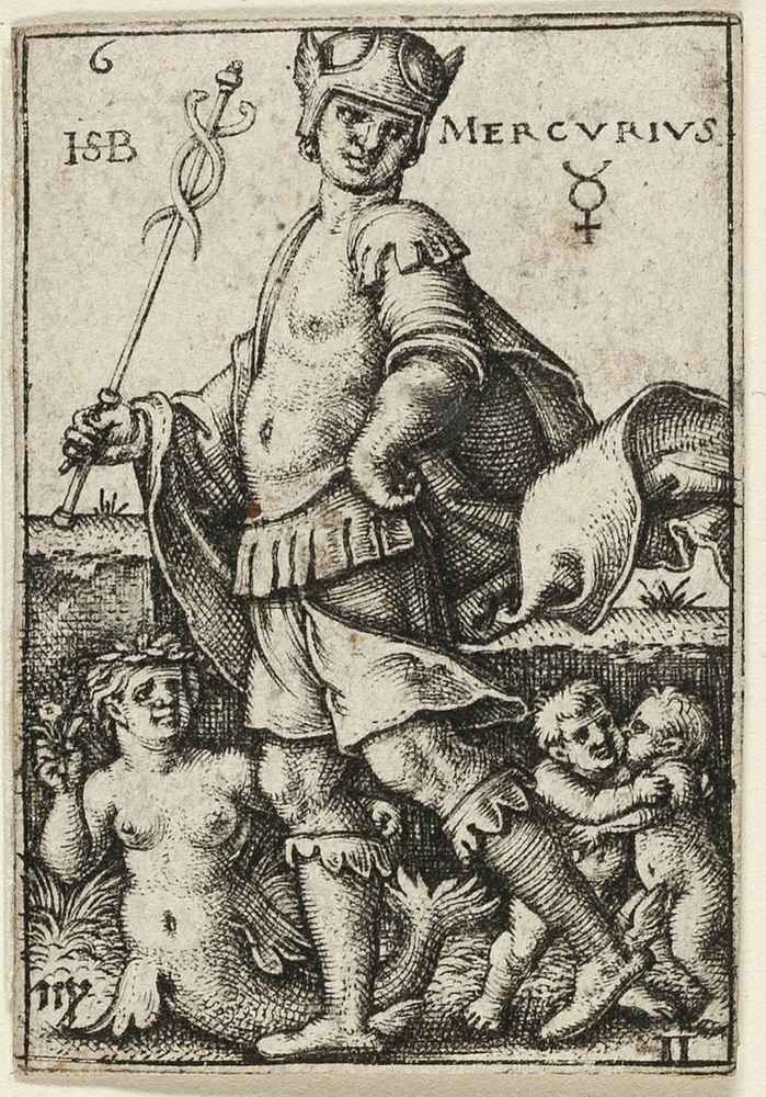 Mercury, plate six from The Seven Planets with the Zodiacs by Hans Sebald Beham