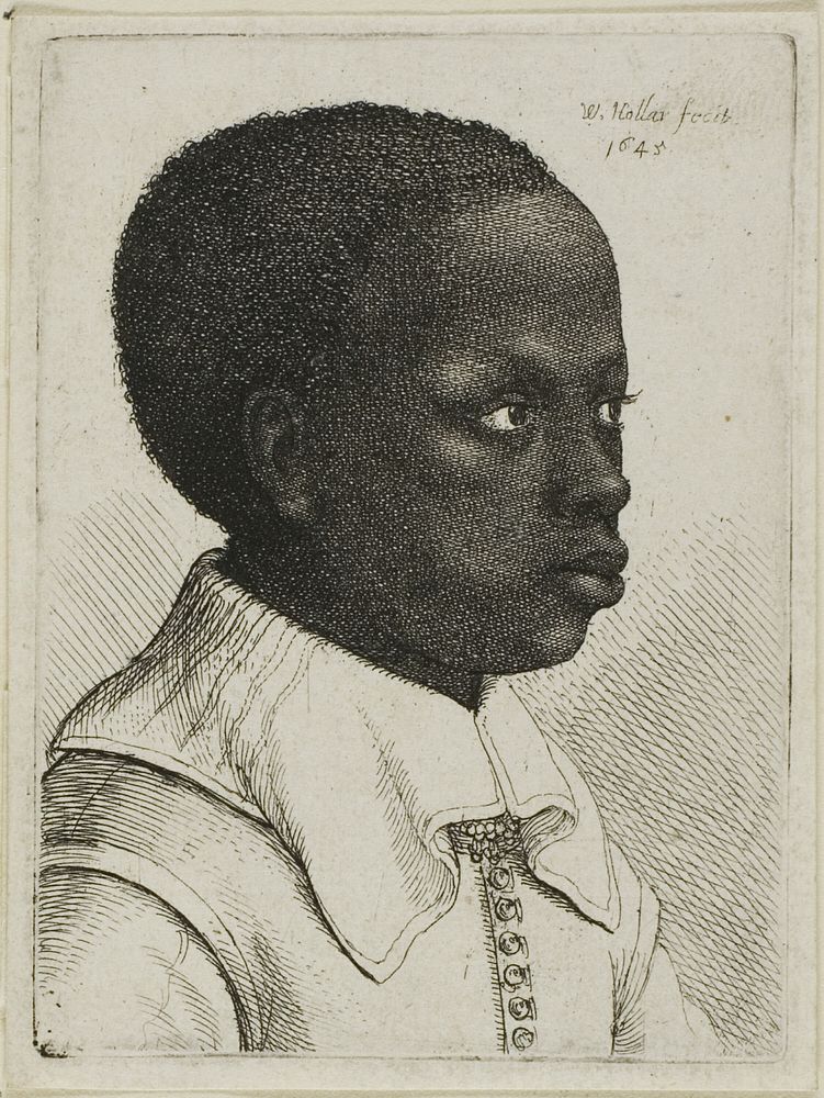 Head of a Young Black Boy in Profile to Right by Wenceslaus Hollar