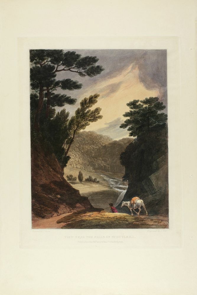 View Near the Schuylkill Falls, Pennsylvania, plate five of the first number of Picturesque Views of American Scenery by…