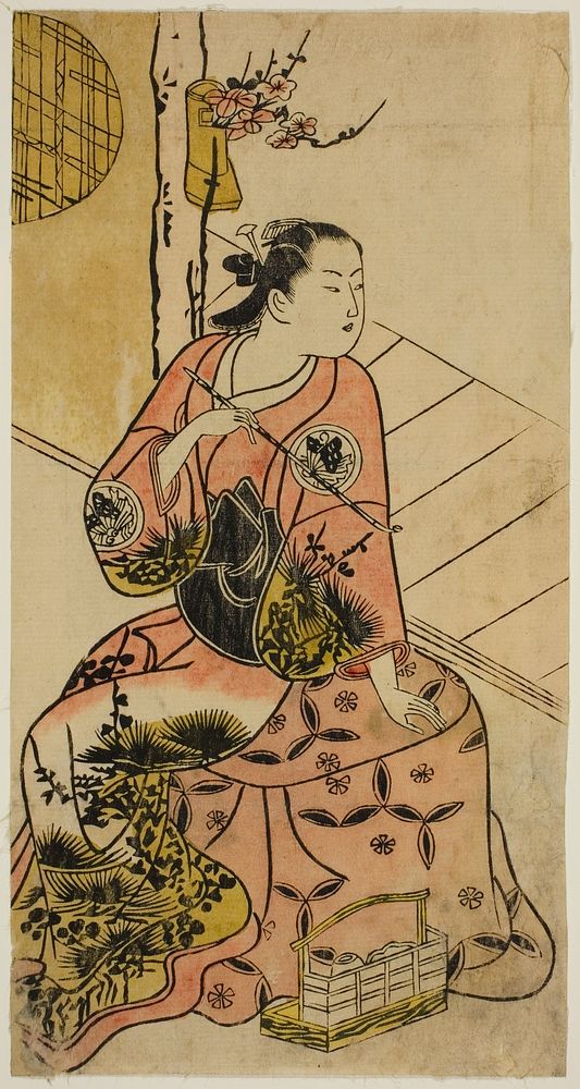 The Actor Sanjo Kantaro holding a pipe by Torii Kiyonobu I