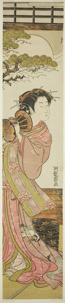 Courtesan Playing a Hand Drum by Isoda Koryusai