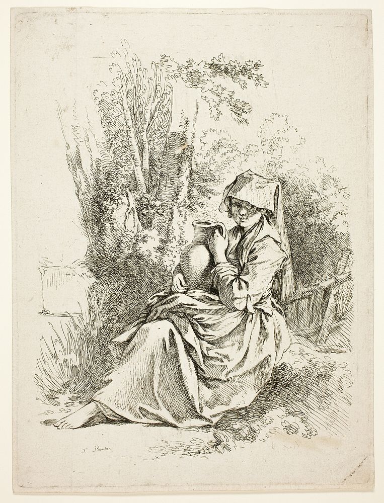 Peasant Woman with a Jug by François Boucher
