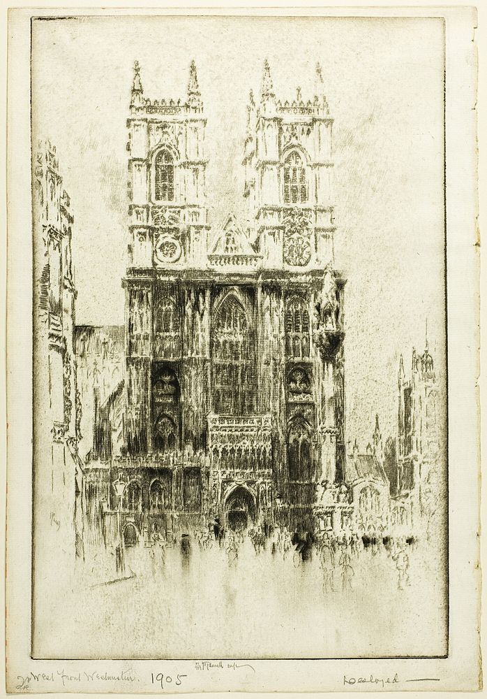 West Front, Westminster Abbey by Joseph Pennell
