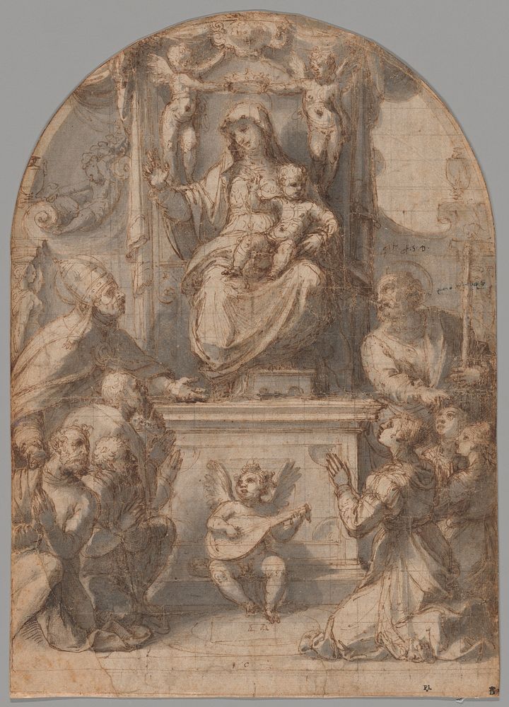 The Virgin Enthroned with Saints Gregory and James, and a Family of Donors by Perino del Vaga