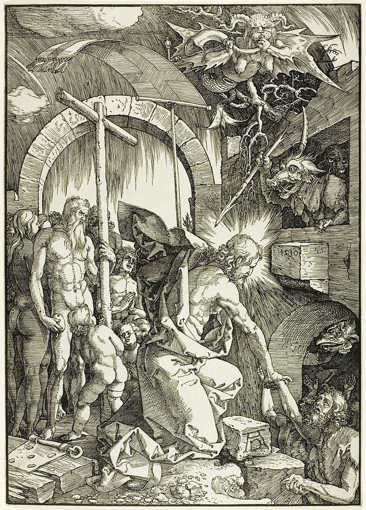 The Harrowing of Hell - Christ in Limbo, plate nine from The Large Passion by Albrecht Dürer