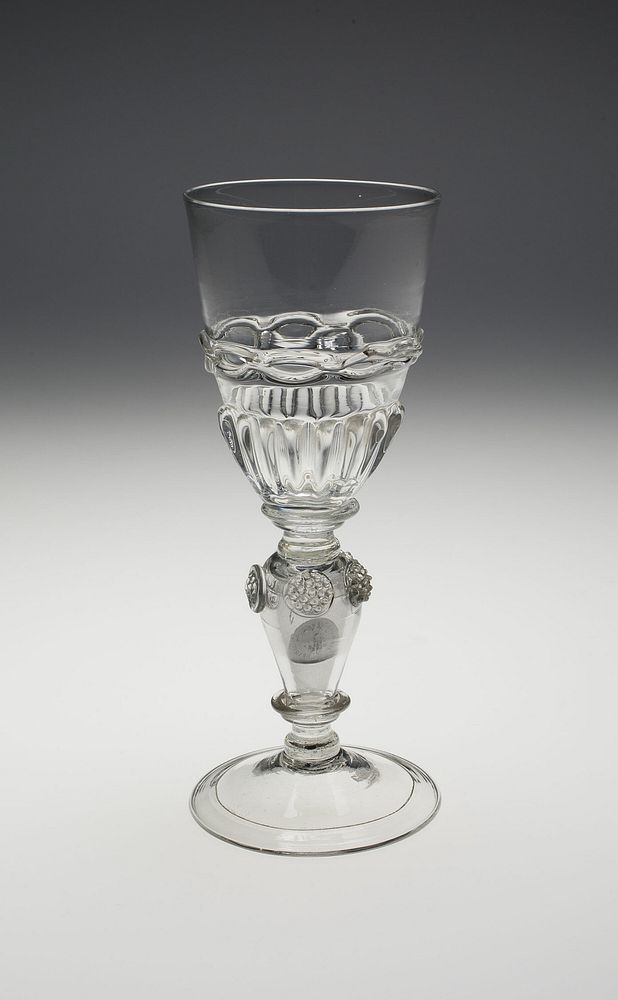 Wineglass Containing Two Uncirculated Charles II Silver Coins Dated 1670 and 1671