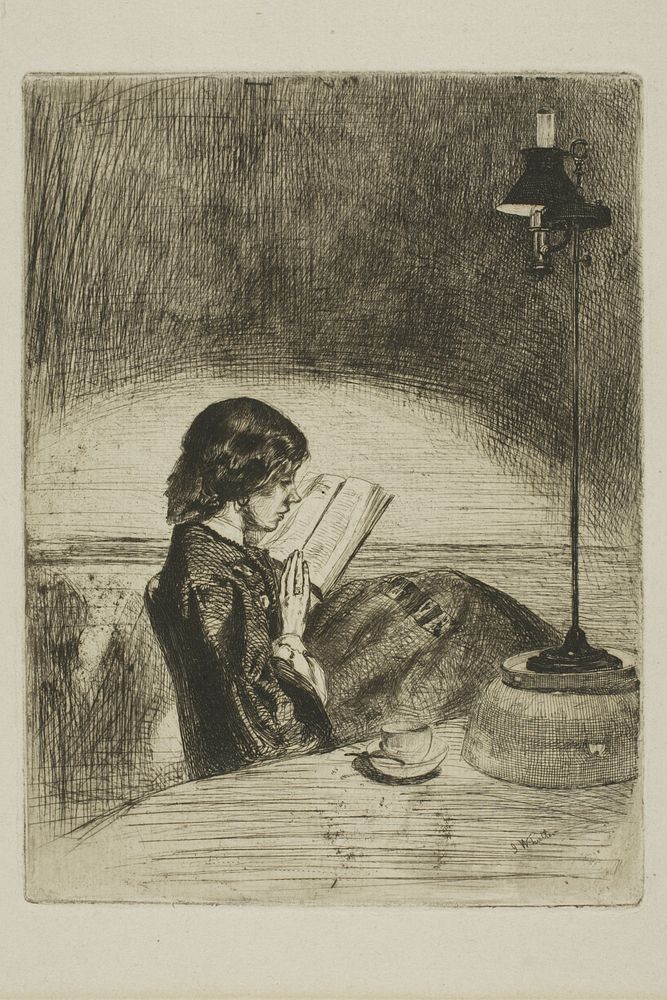 Reading by Lamplight by James McNeill Whistler