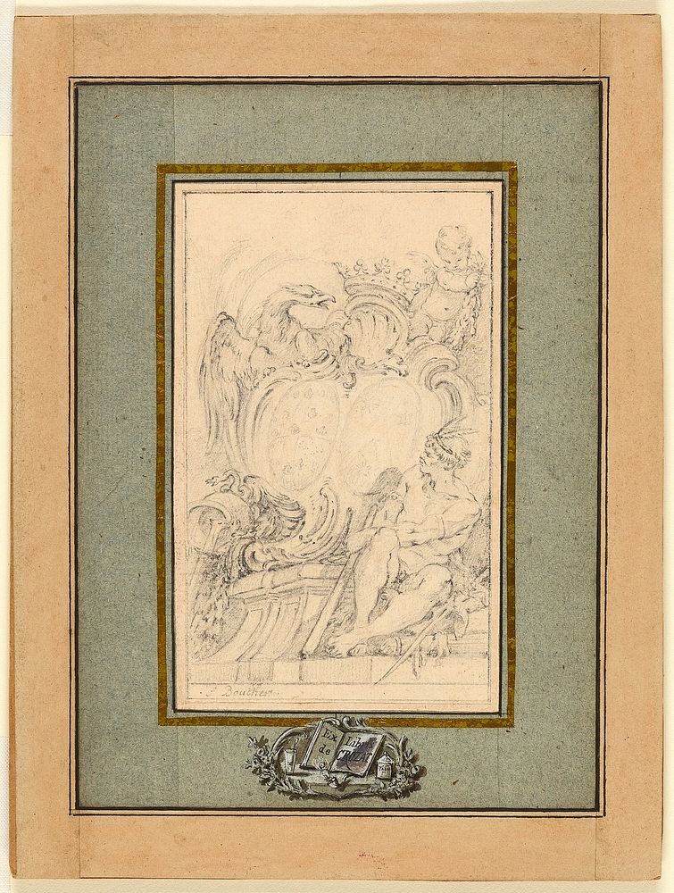 Armorial Bookplate for Crozat, Baron de Thiers by François Boucher