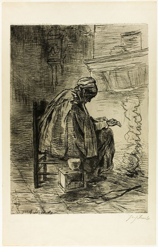 Old Woman Warming her Hands by Jozef Israëls