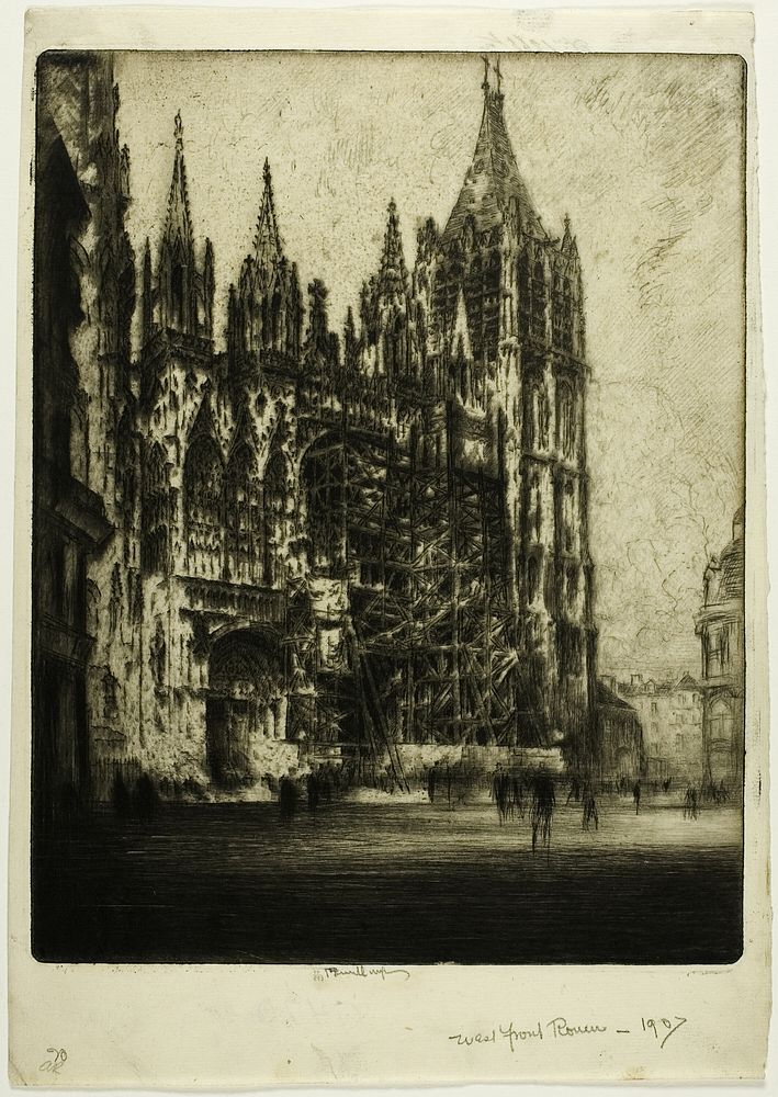 The West Front, Rouen Cathedral by Joseph Pennell
