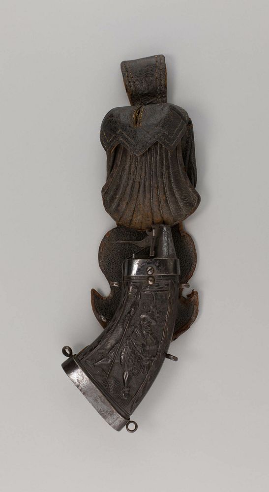 Powder Flask and Leather Carrier with Bullet Bag for the Bodyguard of the Elector of Saxony