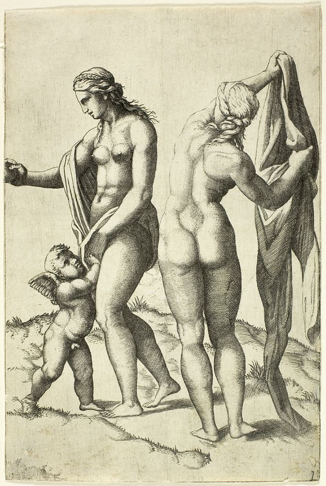 Venus, Cupid and Pallas by School of Marcantonio Raimondi