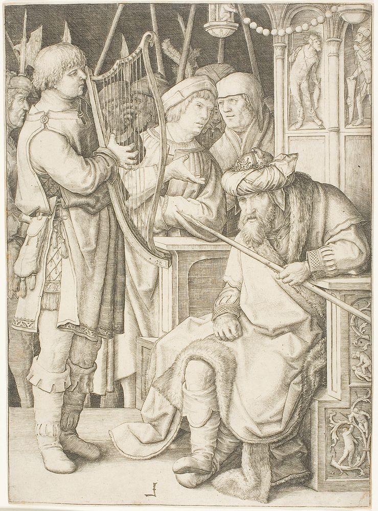 David Playing the Harp Before Saul by Lucas van Leyden