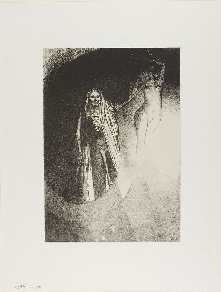 Death: It is I Who Make You Serious; Let Us Embrace Each Other, plate 20 of 24 by Odilon Redon