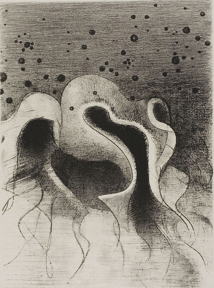 The Beasts of the Sea, Round Like Leather Bottles, plate 22 of 24 by Odilon Redon