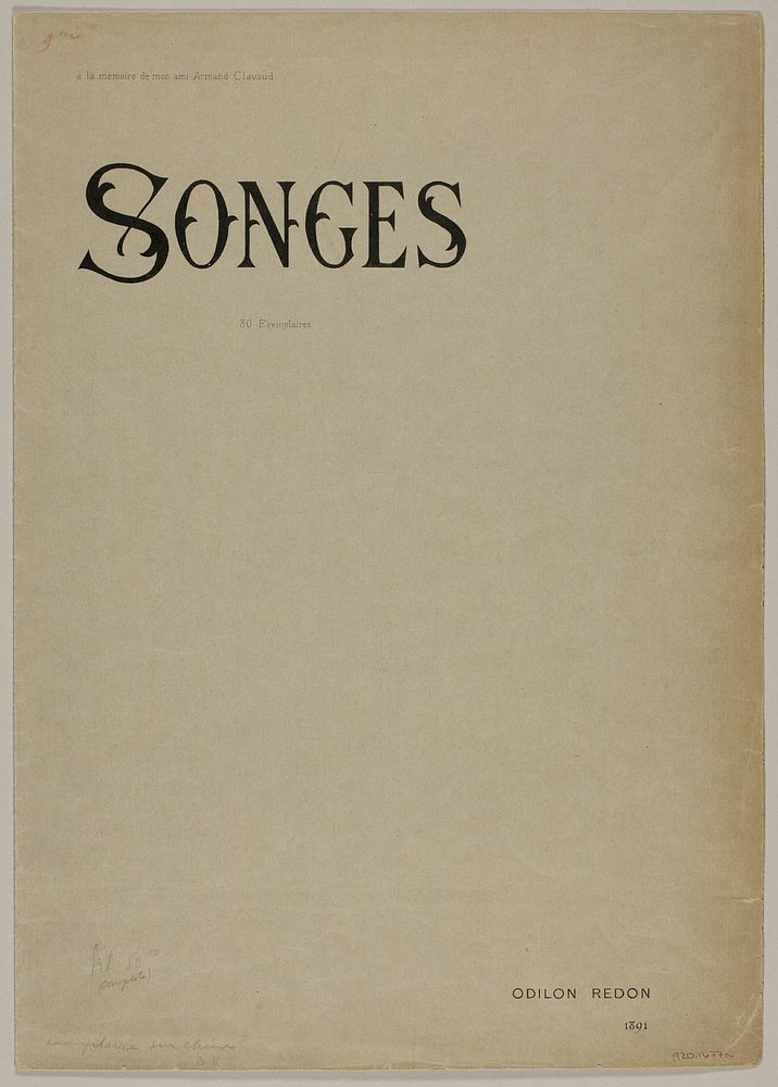 Portfolio Cover for Songes (Dreams) by Odilon Redon
