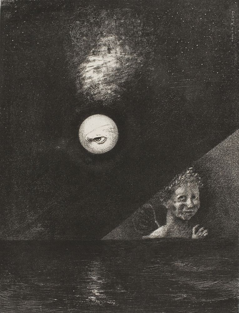 On the Horizon the Angel of Certitude, and in the Somber Heaven a Questioning Eye, plate four from To Edgar Poe by Odilon…