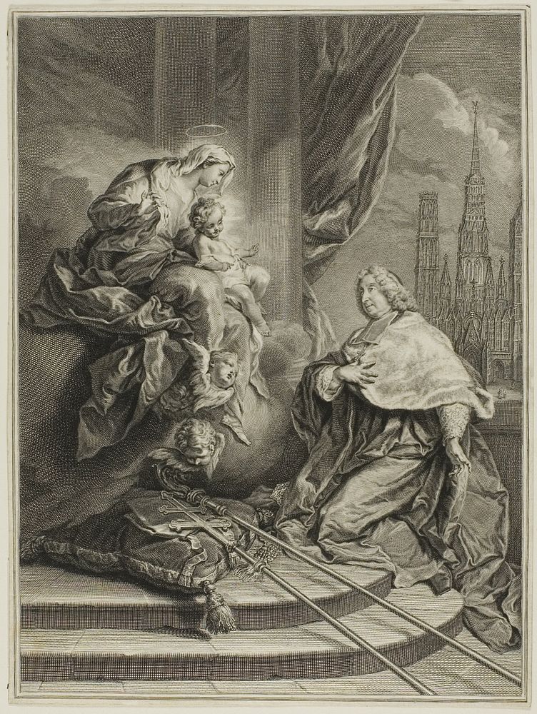 Portrait of Louis de la Vergne de Tressan, Count of Lyon, Archbishop of Rouen by Pierre-Imbert Drevet