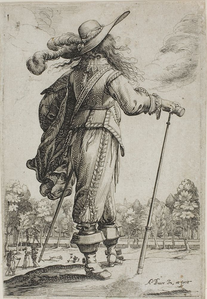 Man with a Cane, seen from behind, from The Garden of French Nobility by Abraham Bosse
