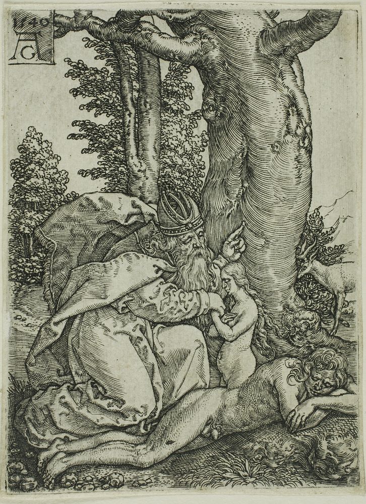 The Creation of Eve, plate one from Adam and Eve by Heinrich Aldegrever
