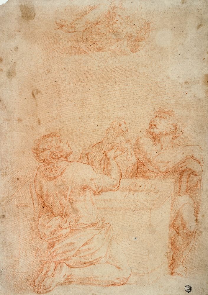 Sacrifice of Cain and Abel, with God the Father Above by Giorgio Vasari